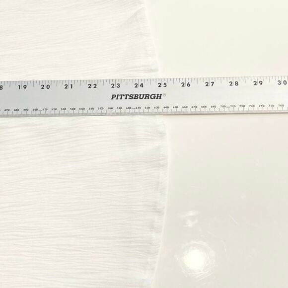 nwot BLUE RAIN Top S White Crinkle Navy-Embroidery Crochet Balloon-Long-Slv - Picture 10 of 11